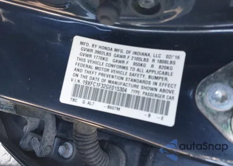 2016 Honda Civic Ex-T z USA, uszkodzony, nr VIN 19XFC1F32GE015304